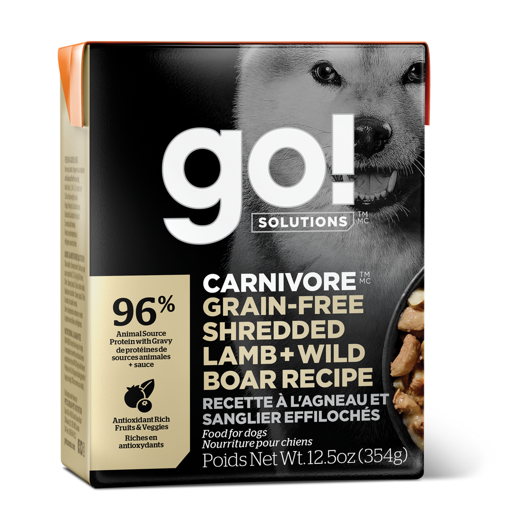 GO! CARNIVORE Chien Agneau & Sanglier Éffilochés SG 354g