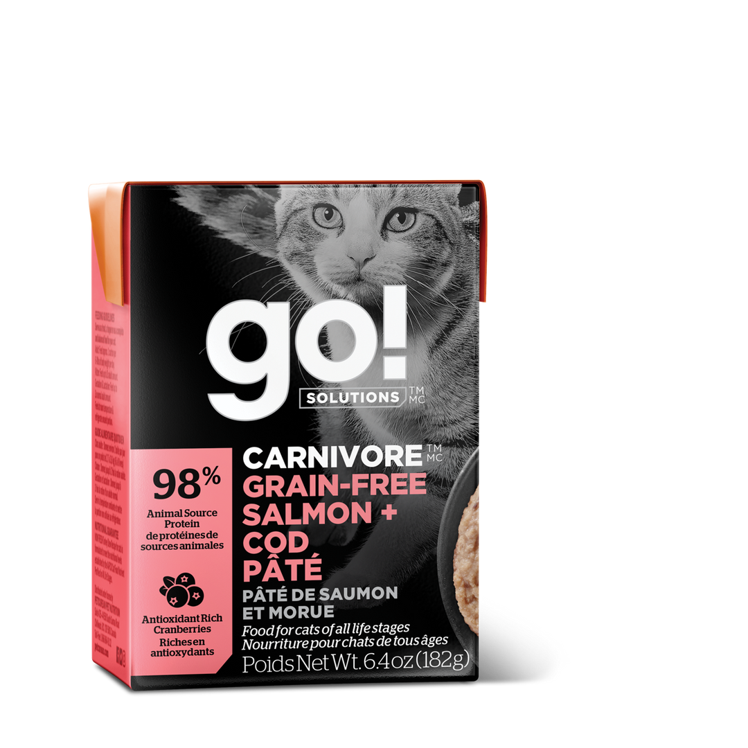GO! CARNIVORE Chat Tetra Pak Pâté Saumon & Morue SG 182g