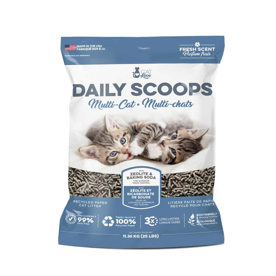 CAT LOVE DAILY SCOOPS Litière Papier Recyclé MC Parfum Frais 11.36kg