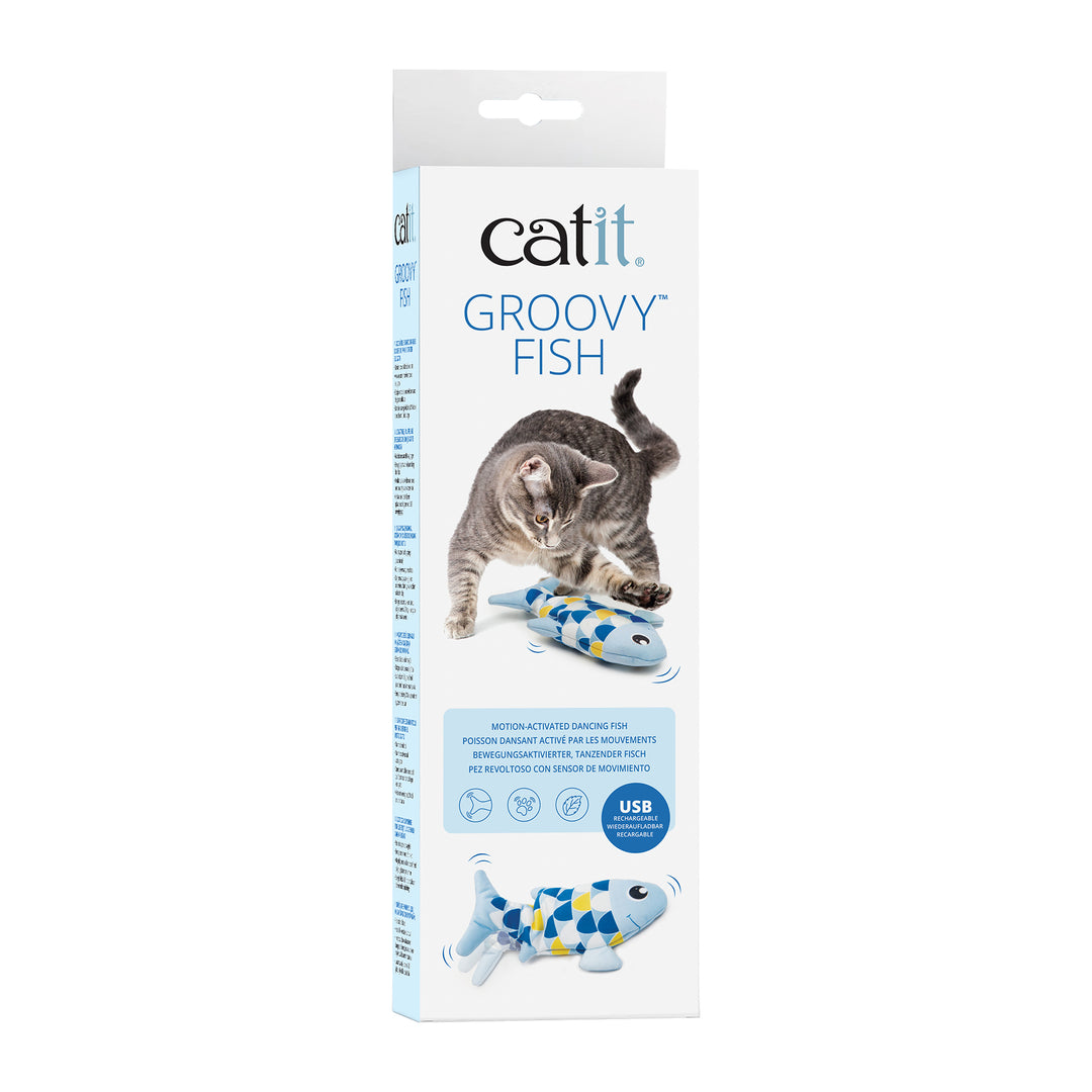 CATIT GROOVY Jouet Chat Poisson Bleu 8"