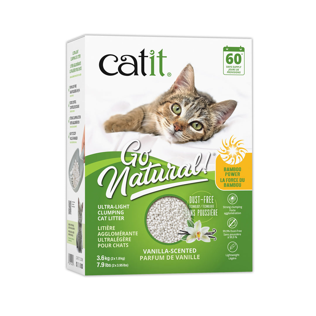 *CATIT GO NATURAL! Litière Bambou Ultra Légère Vanille 3.6kg
