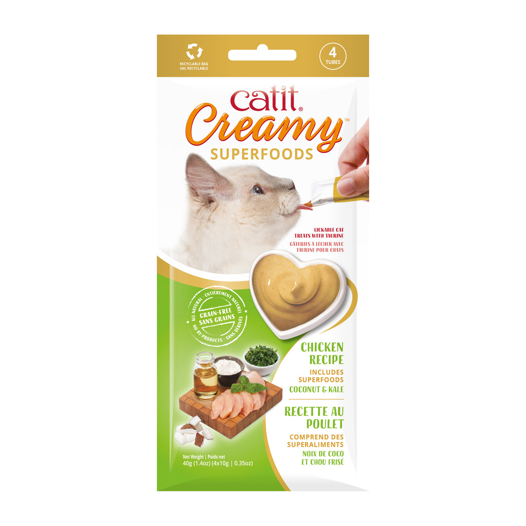 CATIT CREAMY SUPERALIMENTS Gâteries Chat Poulet 4x10g