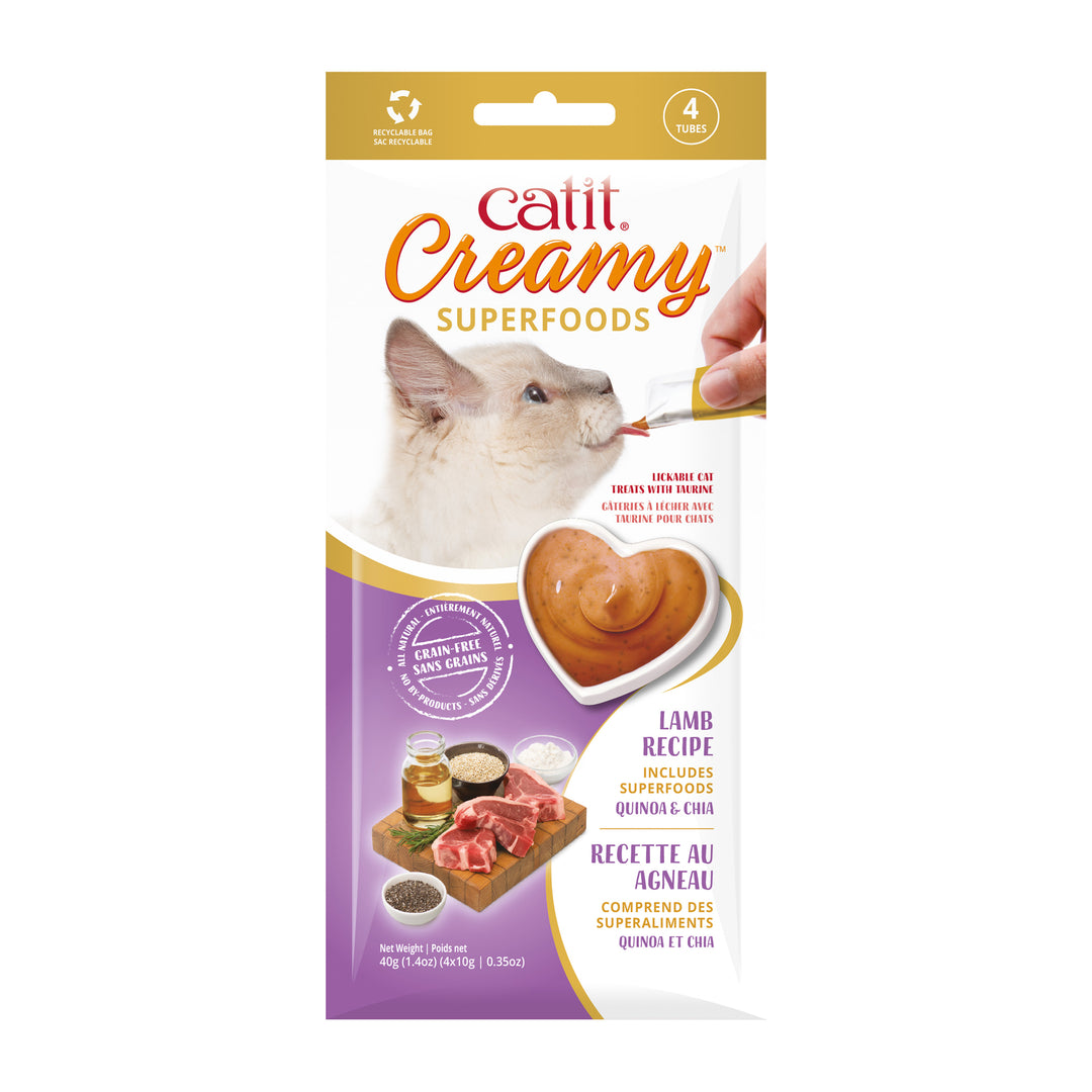 CATIT CREAMY SUPERALIMENTS Gâteries Chat Agneau 4x10g