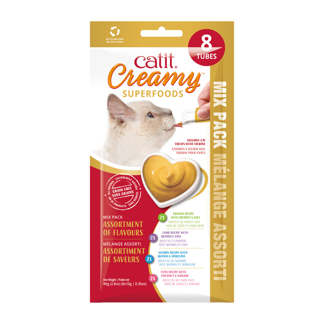 CATIT CREAMY SUPERALIMENTS Gâteries Chat Mélange Assorti 8x10g