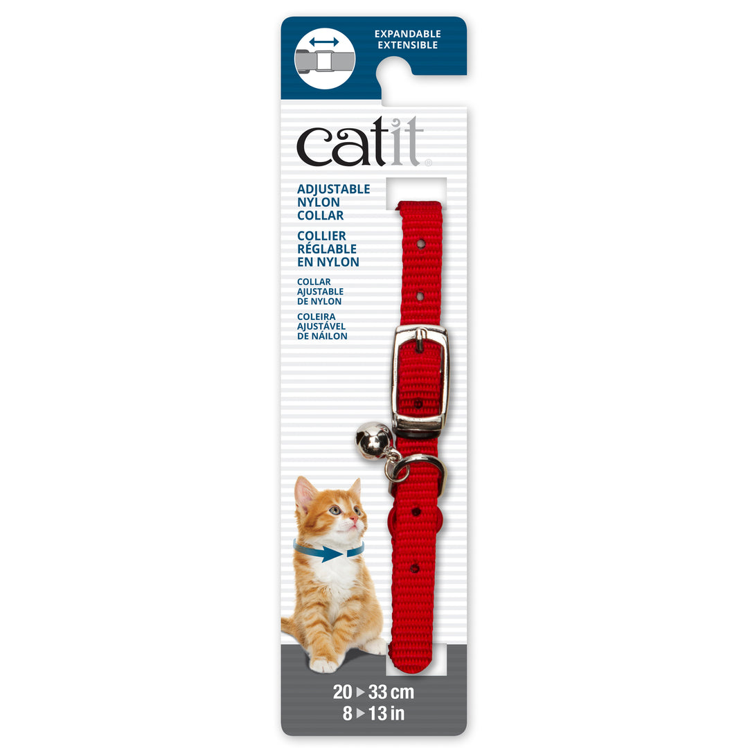 CATIT Collier Nylon Extensible/Boucle Métal 8-13" Rouge