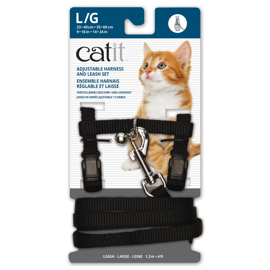 CATIT Harnais et Laisse L 10-16" Noir