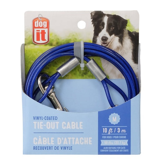 DOGIT Câble d'Attache M 10" Bleu