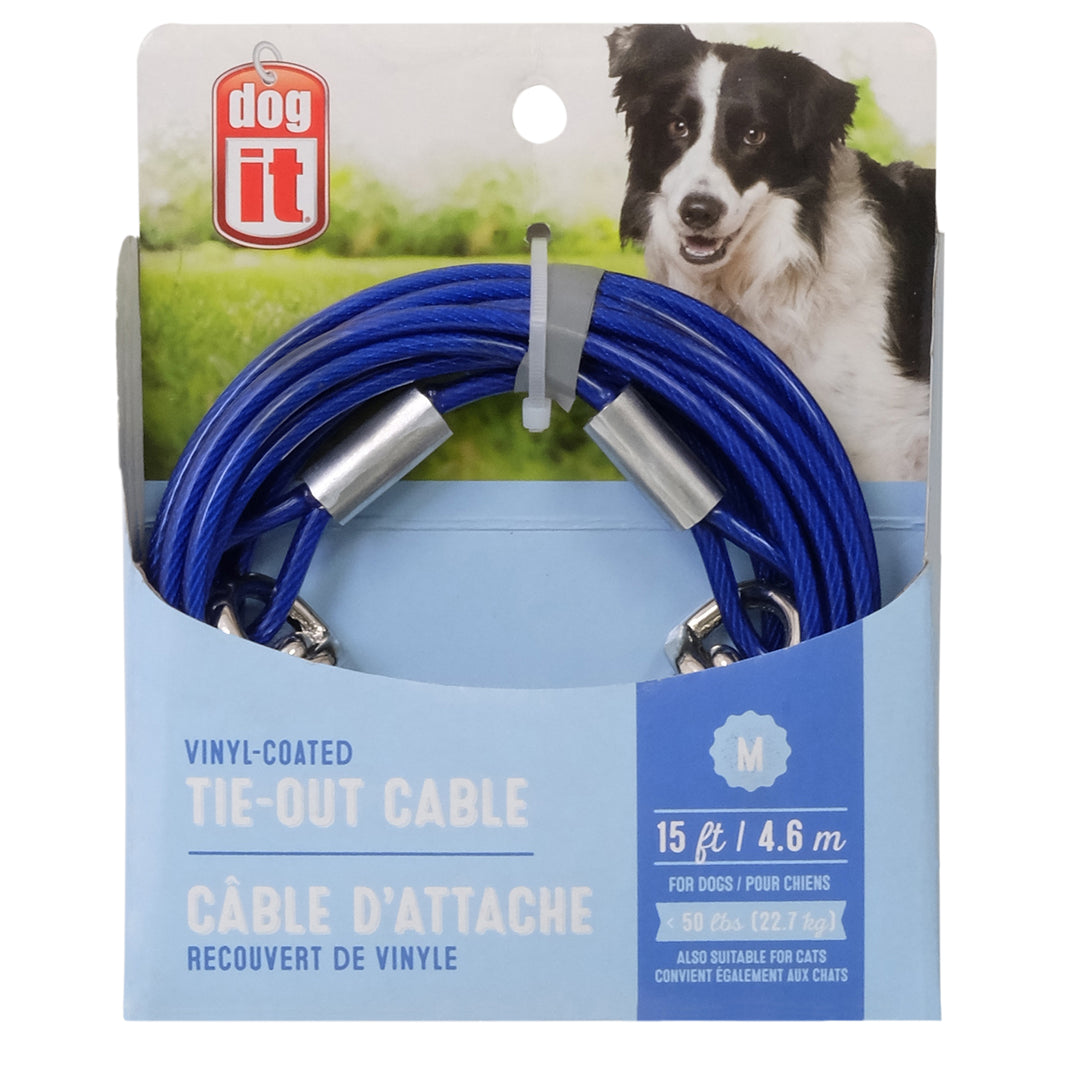 DOGIT Câble d'Attache M 15" Bleu