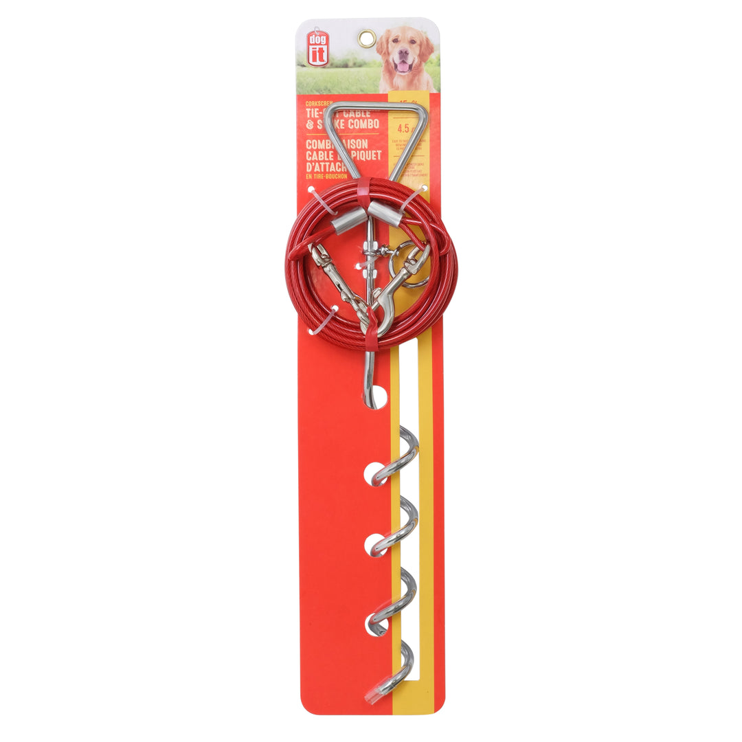 DOGIT Piquet d'Attache Spirale/Câble 15'