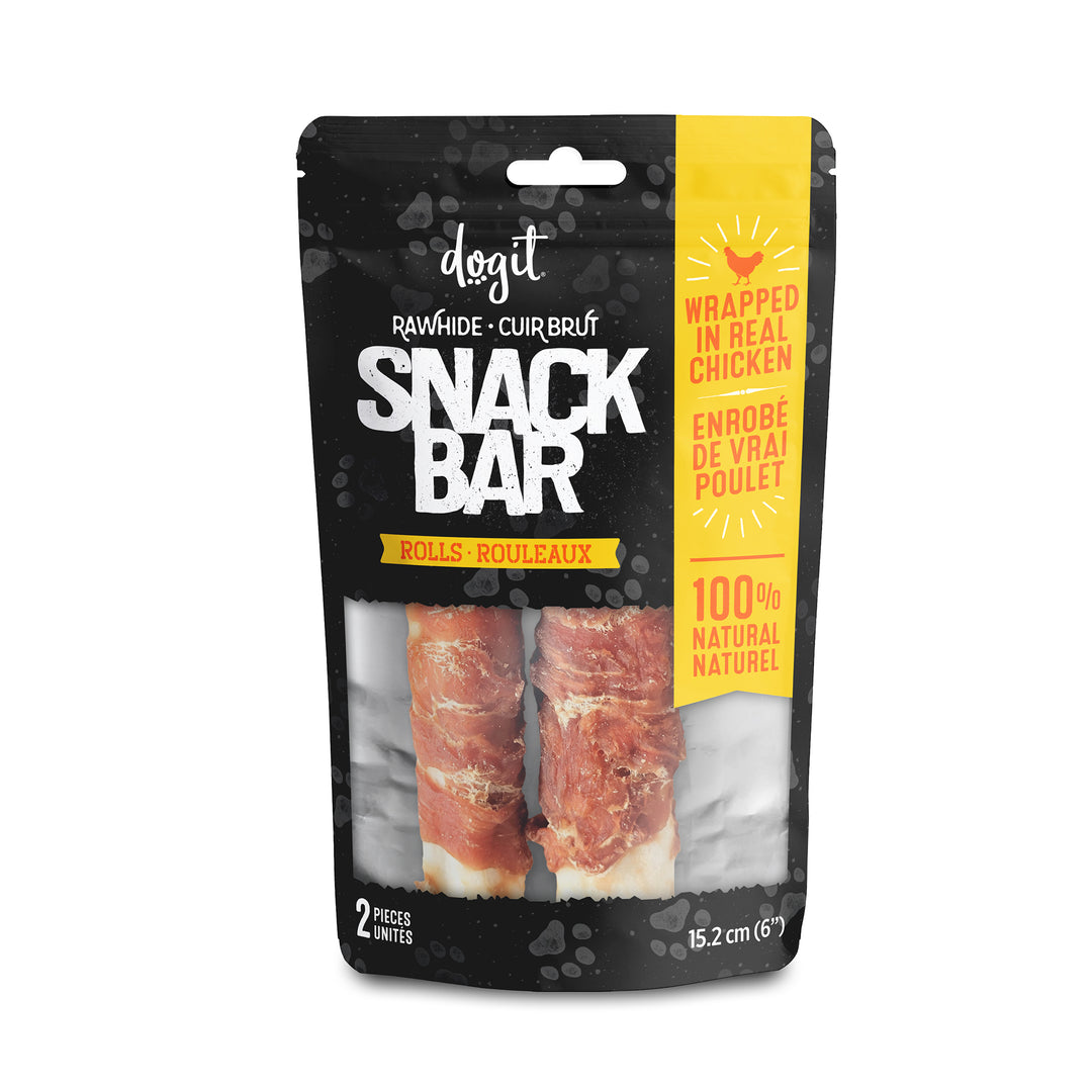 DOGIT SNACK BAR Gâteries Chien Rouleaux Cuir Brut Poulet 6"