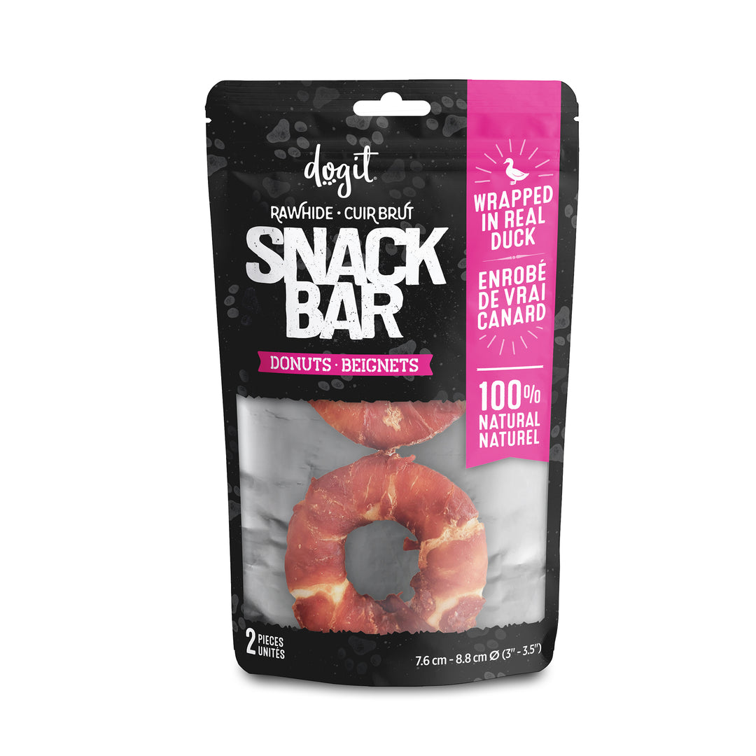 DOGIT SNACK BAR Gâteries Chien Beignets Cuir Brut Canard 3-3.5"