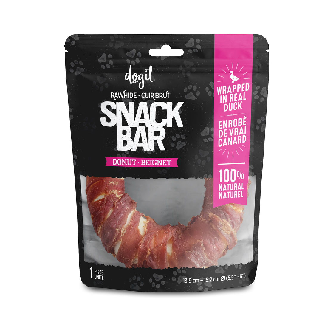 DOGIT SNACK BAR Gâteries Chien Beignets Cuir Brut Canard 5.5-6"