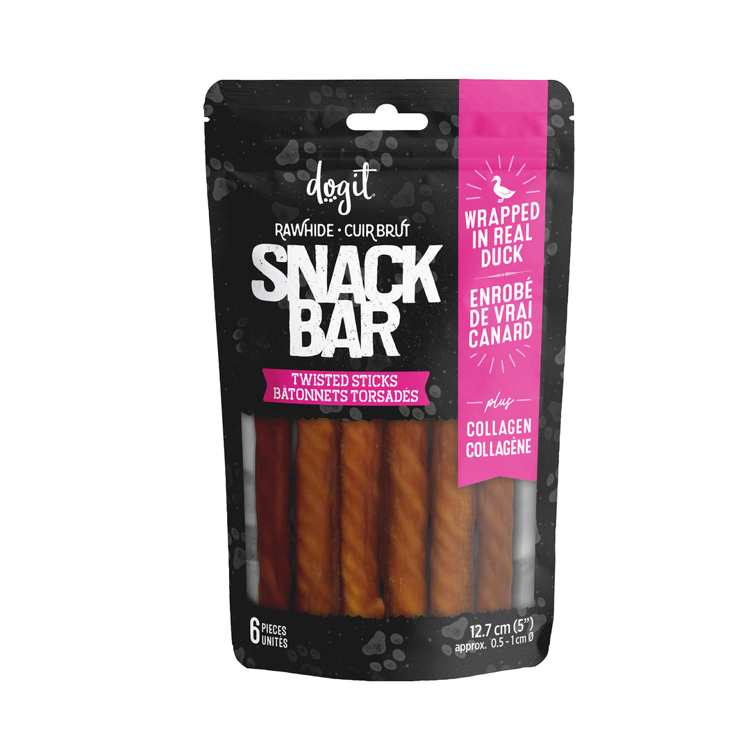 DOGIT SNACK BAR Gâteries Chien Bâtonnets Torsadés Cuir Brut Canard & Collagène  5"
