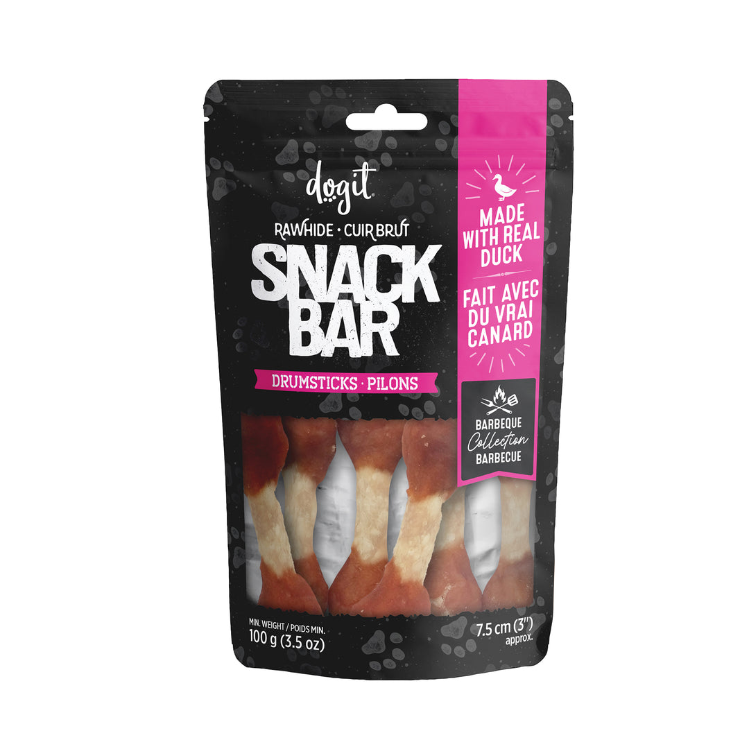 DOGIT SNACK BAR Gâteries Chien Pilons en Cuir de Boeuf et Canard 3" 100g