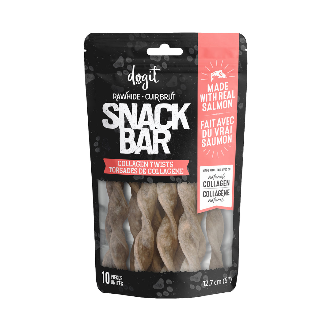 DOGIT SNACK BAR Gâteries Chien Torsades Collagène Saumon 5"