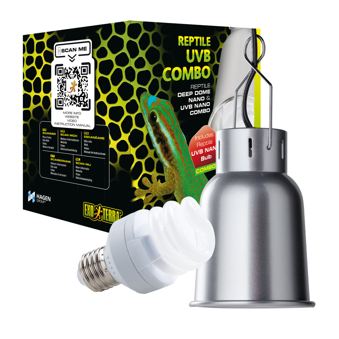 EXO TERRA Dôme Éclairage Deep Dome & Ampoule UVB Nano pour Reptiles