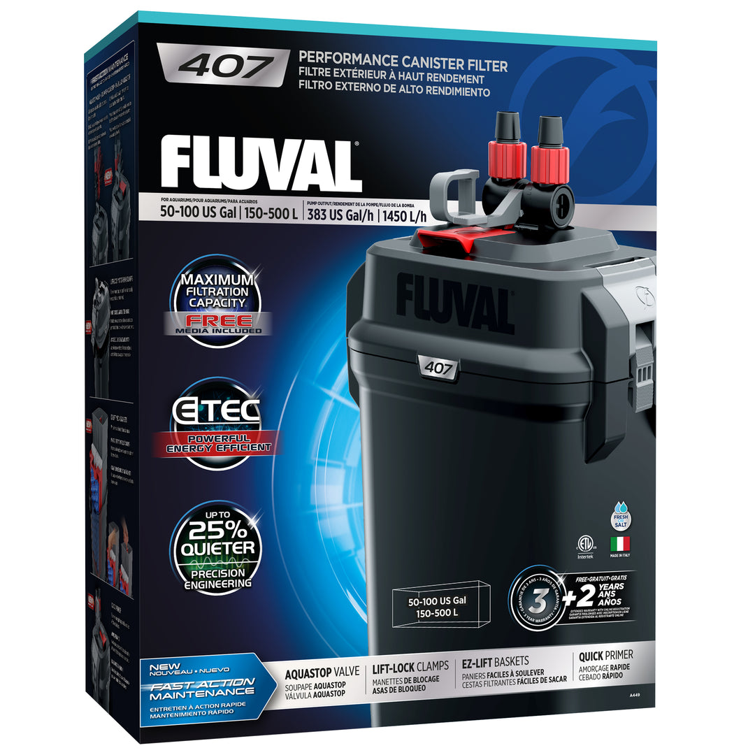 FLUVAL 407 Filtre Extérieur 100G pour Aquarium
