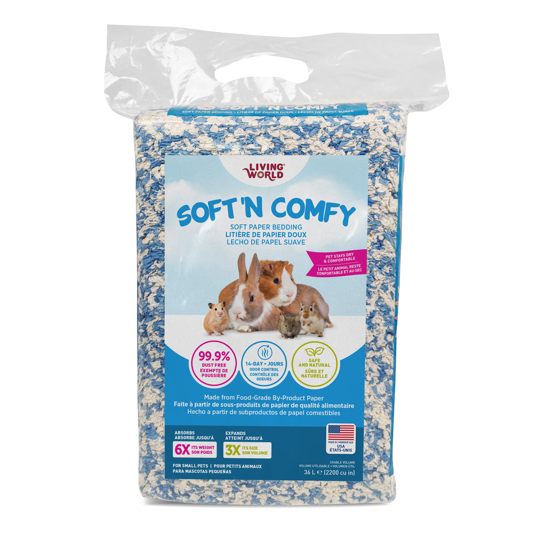 LW Litière Rongeur Soft 'N Comfy Blanche & Bleue 36L