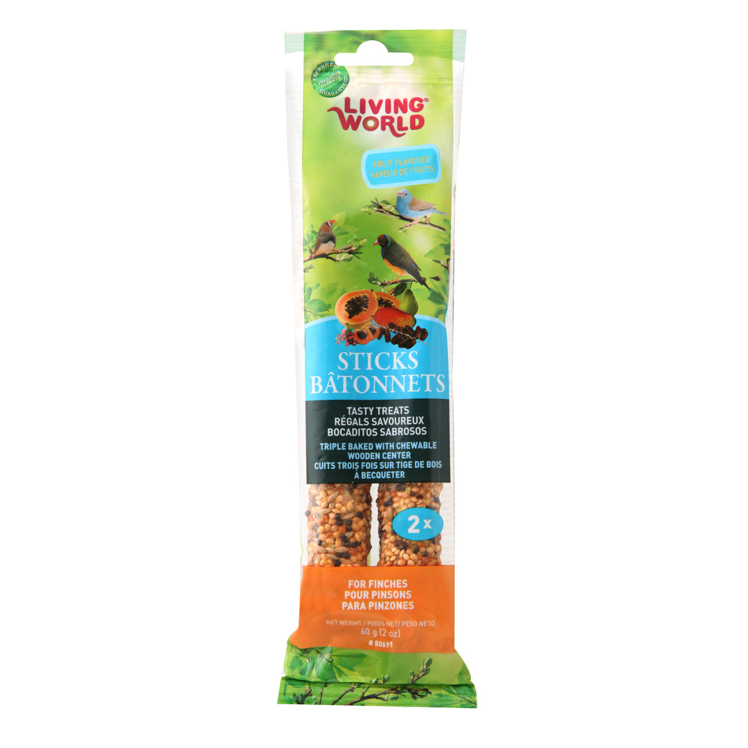 LW Gâteries Bâtonnets Pinsons, Saveur de Fruits 60g x2