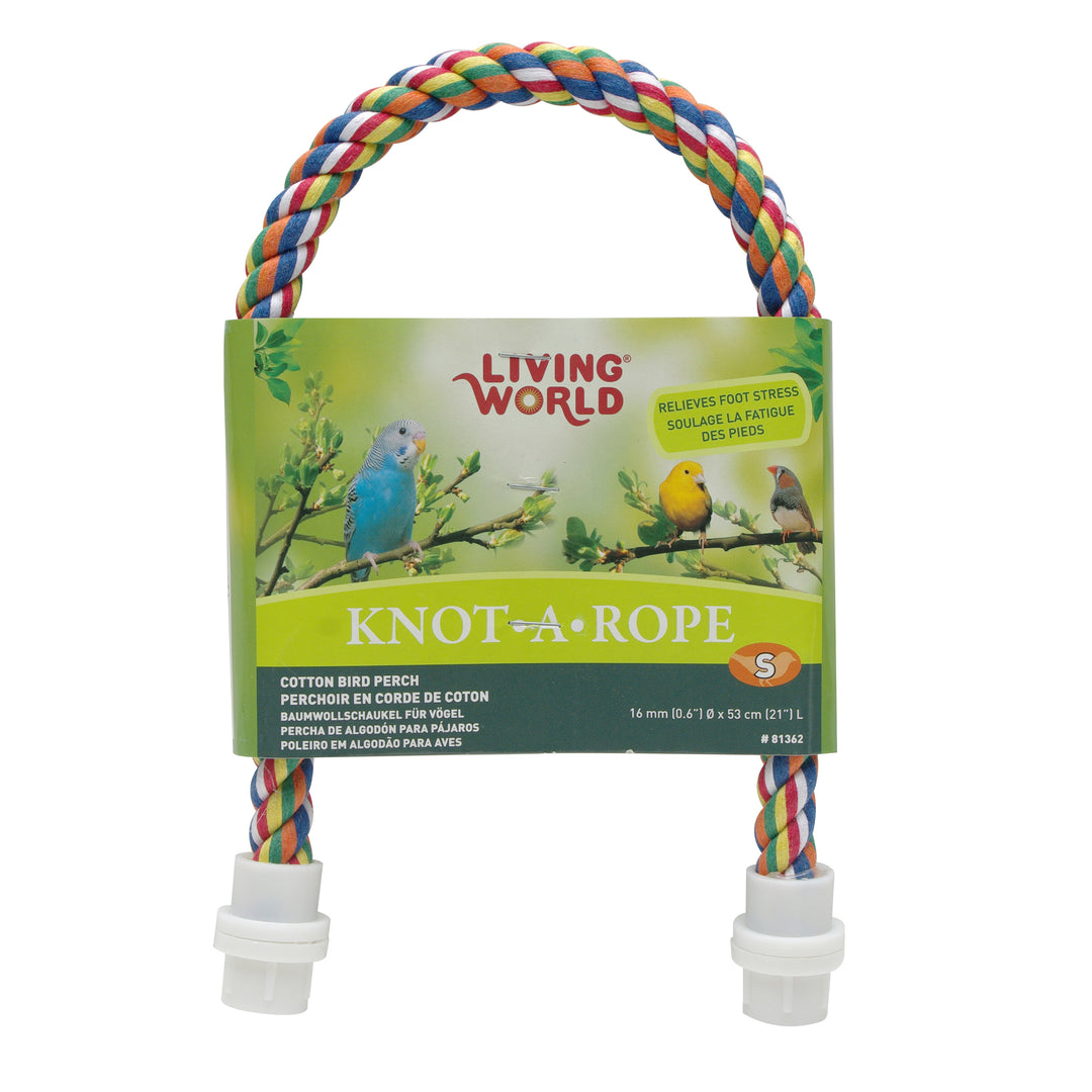 LW Perchoir Knot-A-Rope en Coton Multicolore 0.6x21" pour Oiseaux