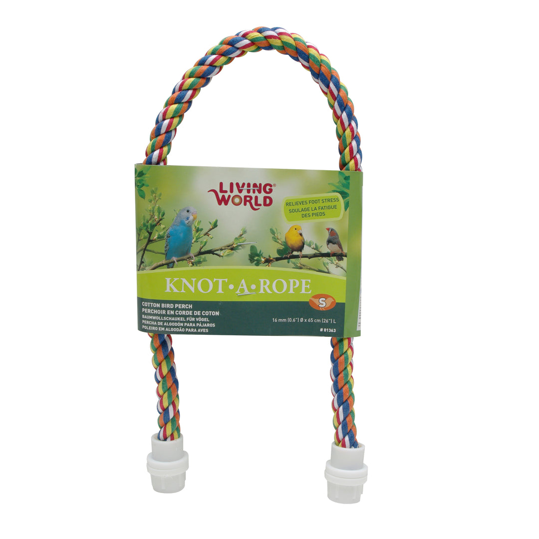 LW Perchoir Knot-A-Rope en Coton Multicolore 0.6x26" pour Oiseaux