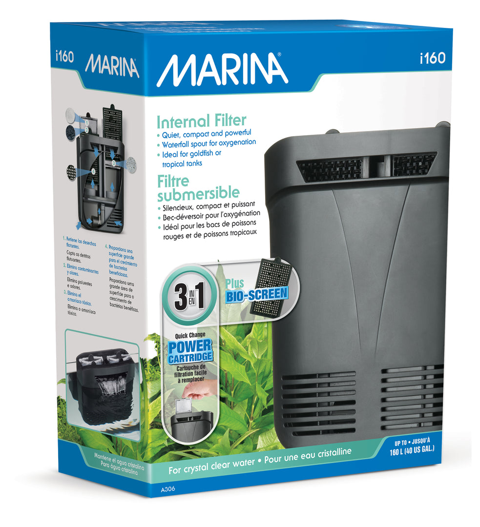 MARINA i160 Filtre à Moteur Submersible 40G pour Aquarium