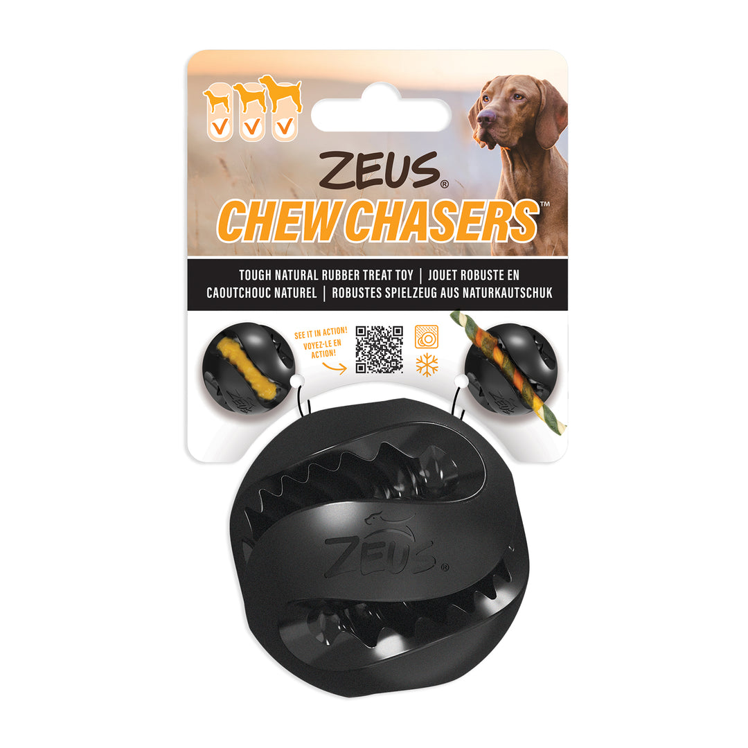 ZEUS CHEWCHASERS Jouet Chien Balle Noir 3"