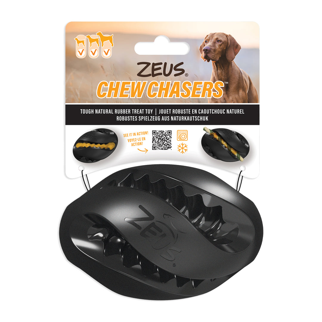 ZEUS CHEWCHASERS Jouet Chien Ballon de Rugby Noir 5"