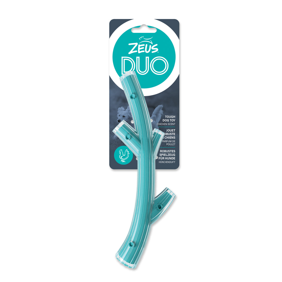 ZEUS DUO Jouet Chien Bâton Parfum Poulet 9" Turquoise