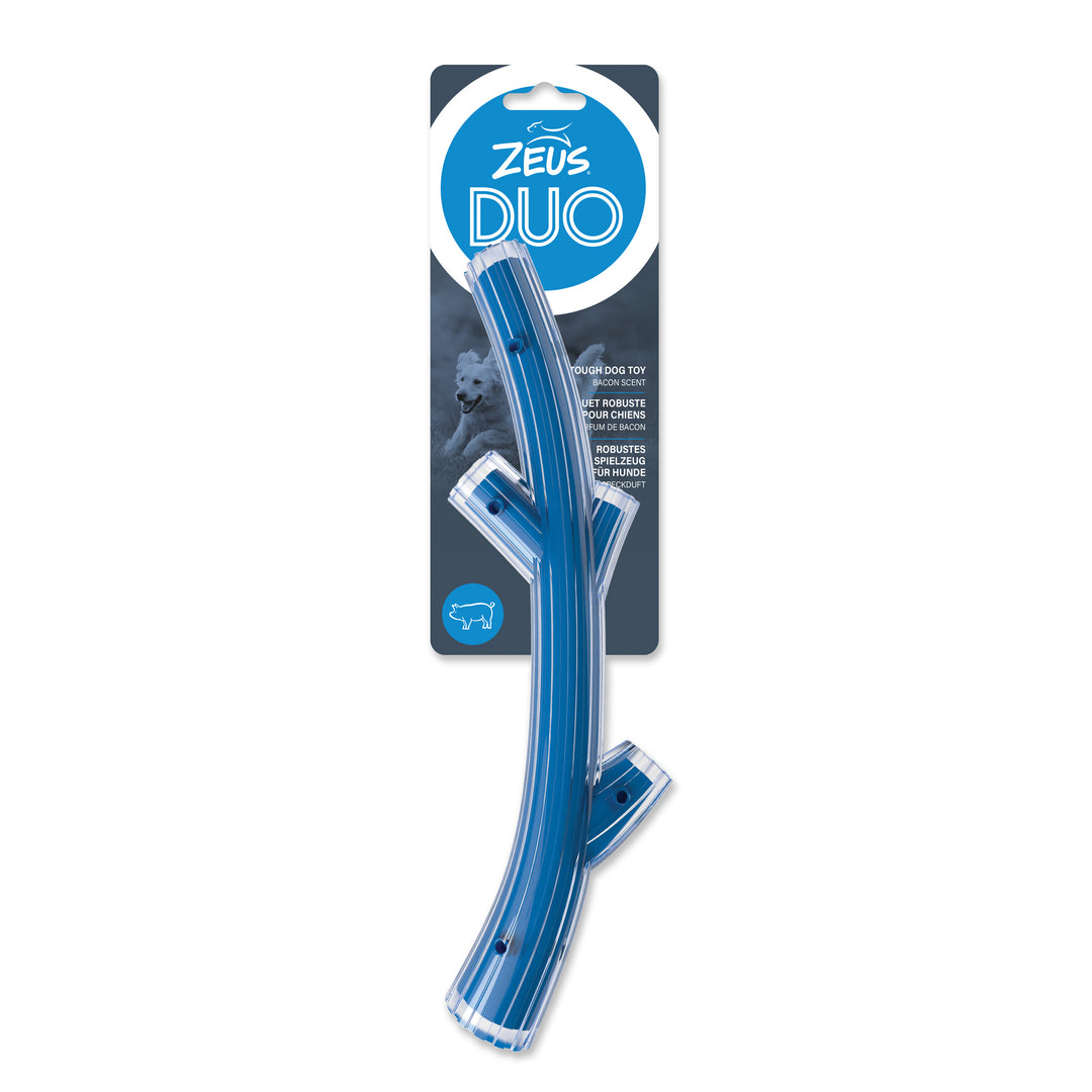ZEUS DUO Jouet Chien Bâton Parfum Bacon 12" Bleu