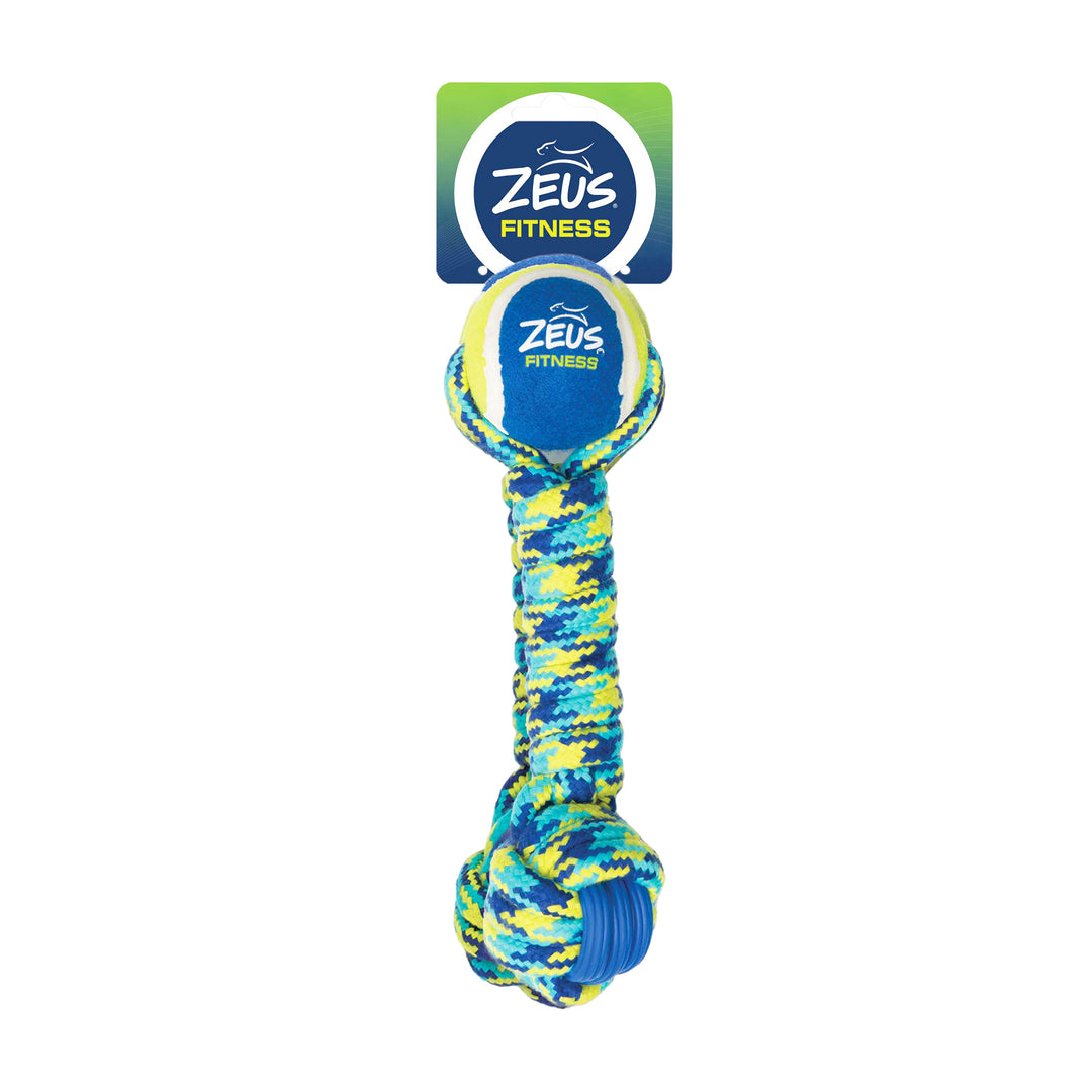 ZEUS FITNESS K9 Jouet Chien Haltère en Corde/Balle 12"