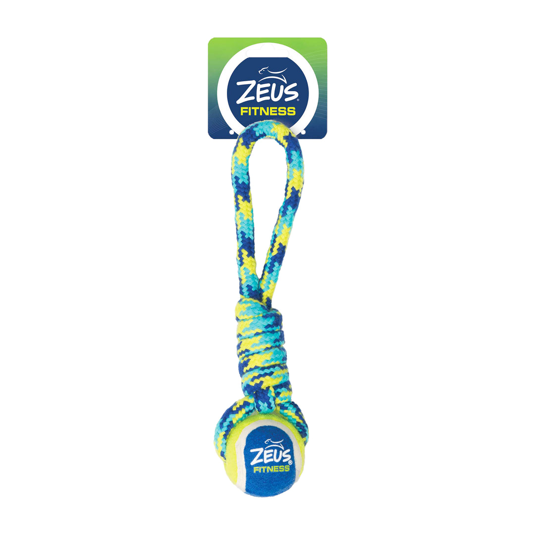 ZEUS FITNESS K9 Jouet Chien Balle/Corde à Tirer 9"