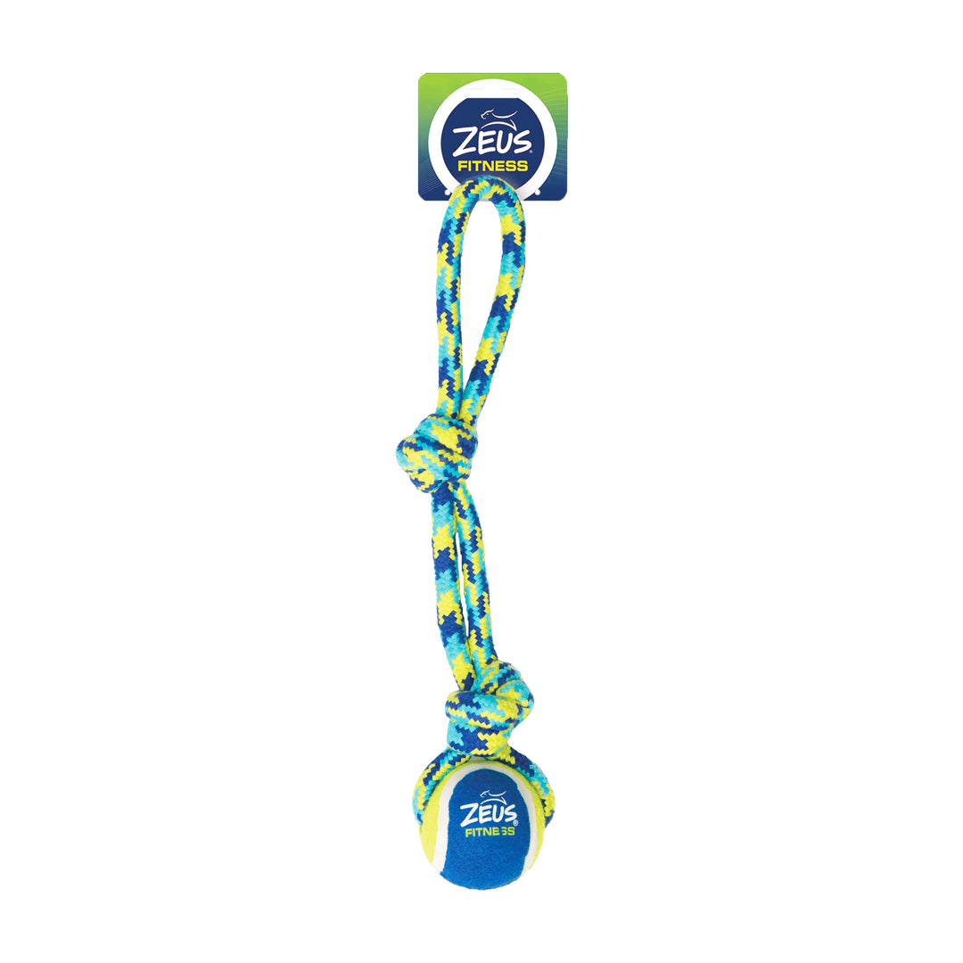ZEUS FITNESS K9 Jouet Chien Corde Nouée/Balle à Tirer 17"