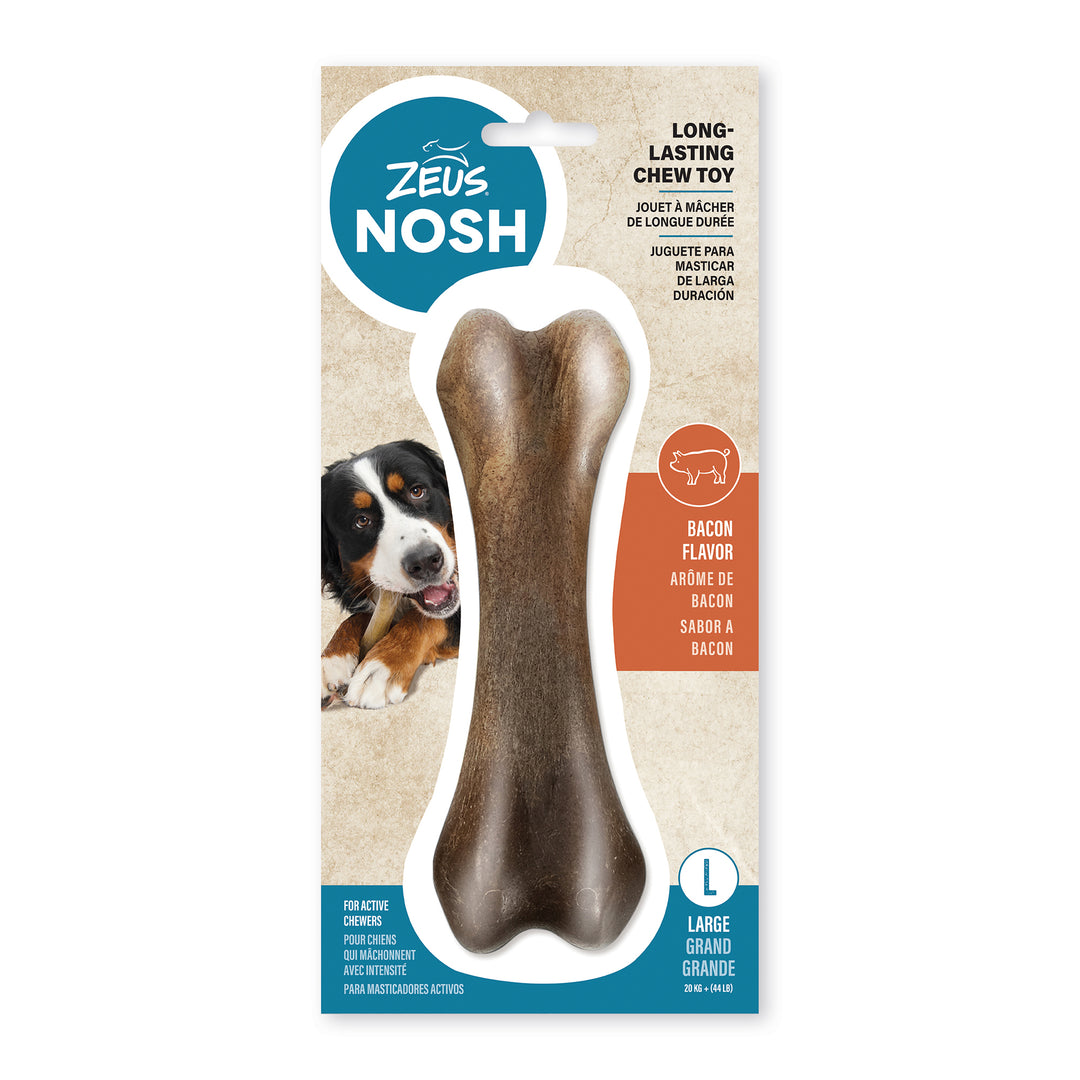 ZEUS NOSH Jouet Chien Os Robuste Bacon L