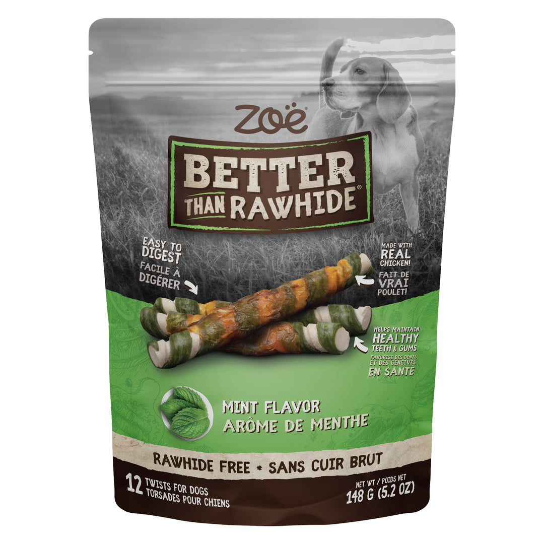 ZOE BETTER THAN RAWHIDE Gâteries Chien Bâtonnets Menthe 148g