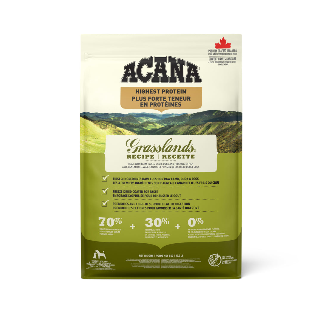 Acana Regionals - Chien Pâturages (Grasslands) - Nourriture Sèche Proteinée Sans Grains pour Chiens