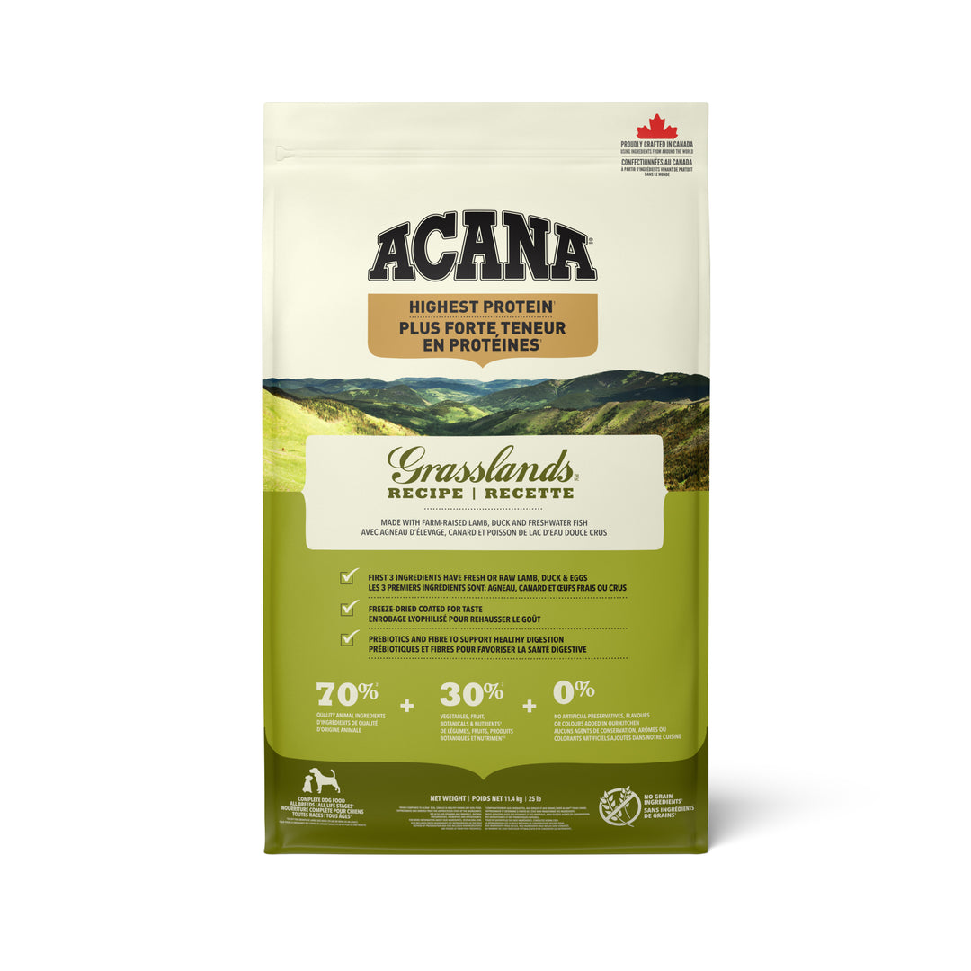 Acana Regionals - Chien Pâturages (Grasslands) - Nourriture Sèche Proteinée Sans Grains pour Chiens